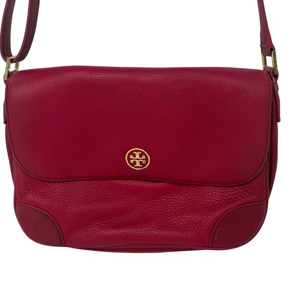Tory Burch Fuchsia Crossbody Bag Purse 3 Compartments Magnetic Closure - Picture 3 of 9